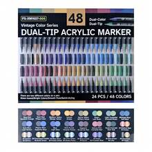 Conjunto de 240 Cores de Canetas Marcadoras Acrílicas de Ponta Dupla, Resistente à Desbotamento, Adequado para Artistas, Pintura, Ilustração, Artesanato, Livros de Colorir, Projetos DIY em Papel, Tecido, Madeira, Pedra, Plástico, Vidro, Cerâmica, Abóbora, para Estudantes e Adultos, Ótimo Presente para Ação de Graças, Halloween, Natal - Multicolorido - Visão 15