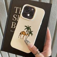 Ốp lưng điện thoại TPU họa tiết lạc đà và cây cọ, tương thích với iPhone 17 Pro Max/17/16 Pro Max/15/13/12/11, S20 FE/A15/S24/A55, Redmi Note 11/Note 12/Note 13 Pro, bảo vệ toàn diện chống rơi vỡ, phiên bản quốc tế, không phải phiên bản nội địa. - trắng - Xem 2