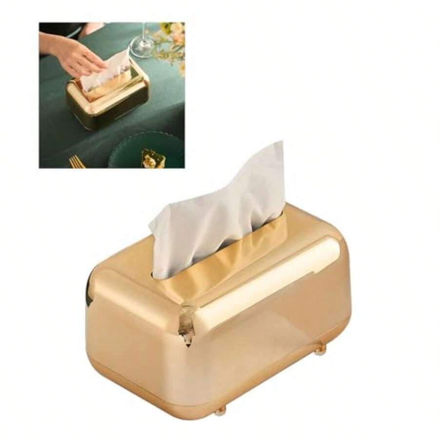 zxxSOPORTE DE CAA DE PAÑUELOS MAGNÉTICO DORADO PARA ORGANIZADOR DE ESCRITO DE OFICINA DE SALA DE ESTARcaja de oficina - como en la foto - Ver 1