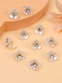 10入組女孩假日鑽石花卉髮箍,適用於日常生活、派對、婚禮花童或度假,白色花朵髮夾