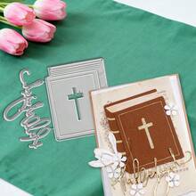 Creative Book Shaped Mold, DIY Photo Album And Embossing Template, Greeting Card Making Tools, Card Cutting Paper Craft, Gift Card Making Template Cutting Mold - Silver - View 8