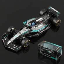 Burago 1:43 比例 F1 梅赛德斯-AMG W16 2025 #63 Russell #12 Antonelli 合金车模，带展示支架，官方授权 F1 梅赛德斯赛车精细复制品 - Deluxe Edition-W16#63 - 查看 2