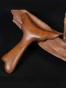 1pc Sandalwood Fish Tail Gua Sha Tool, Multi-Functional Facial Massage Board, Traditional Chinese Medicine Meridian Massage Tool - Multicolor - View 5