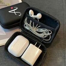 1 Peça Bolsa de Armazenamento de Cabo de Dados com Zíper Preto, Padrão Impresso UV de Coração e 26 Letras Maiúsculas de A a Z, Organizador Portátil para Cabos, Carregadores, Fones de Ouvido, Bolsa Essencial para Viagem - Multicolorido - Visão 8
