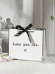 1pc Birthday Party Gift Bag,"Love You Sis" Design,Elegant Foldable Tote With Clip Handle,Premium Sisters Gift Bag - Lightweight Foldable Tote With Ribbon,Custom Wedding Gift Bag, Bridesmaid Gift Box, Bridal Party, Custom Birthday Gift Bag, Wedding Gift Bag, Bridesmaid Gift Bag, Engagement Gift Bag, Party Gift Bag, Ribbon Tie Gift Bag, Graduation Gift Bag,Home Harmony - Multicolor - View 4