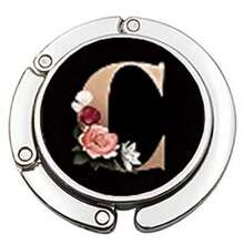 1pc Circular Foldable Bag Hanger, Creative English Letter Design Portable Desk Hook For Purse, Backpack Storage