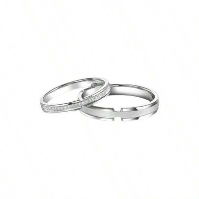 JOINSAL Anillos de boda para Pareja, Anillo de Cristal, Anillo de Zirconia Cbica Brillante, Juegos de Anillos de Promesa a Juego para Hombres y Mujeres, Anillos de Amor Ajustable, Regalos de Joyera para Boda Compromiso