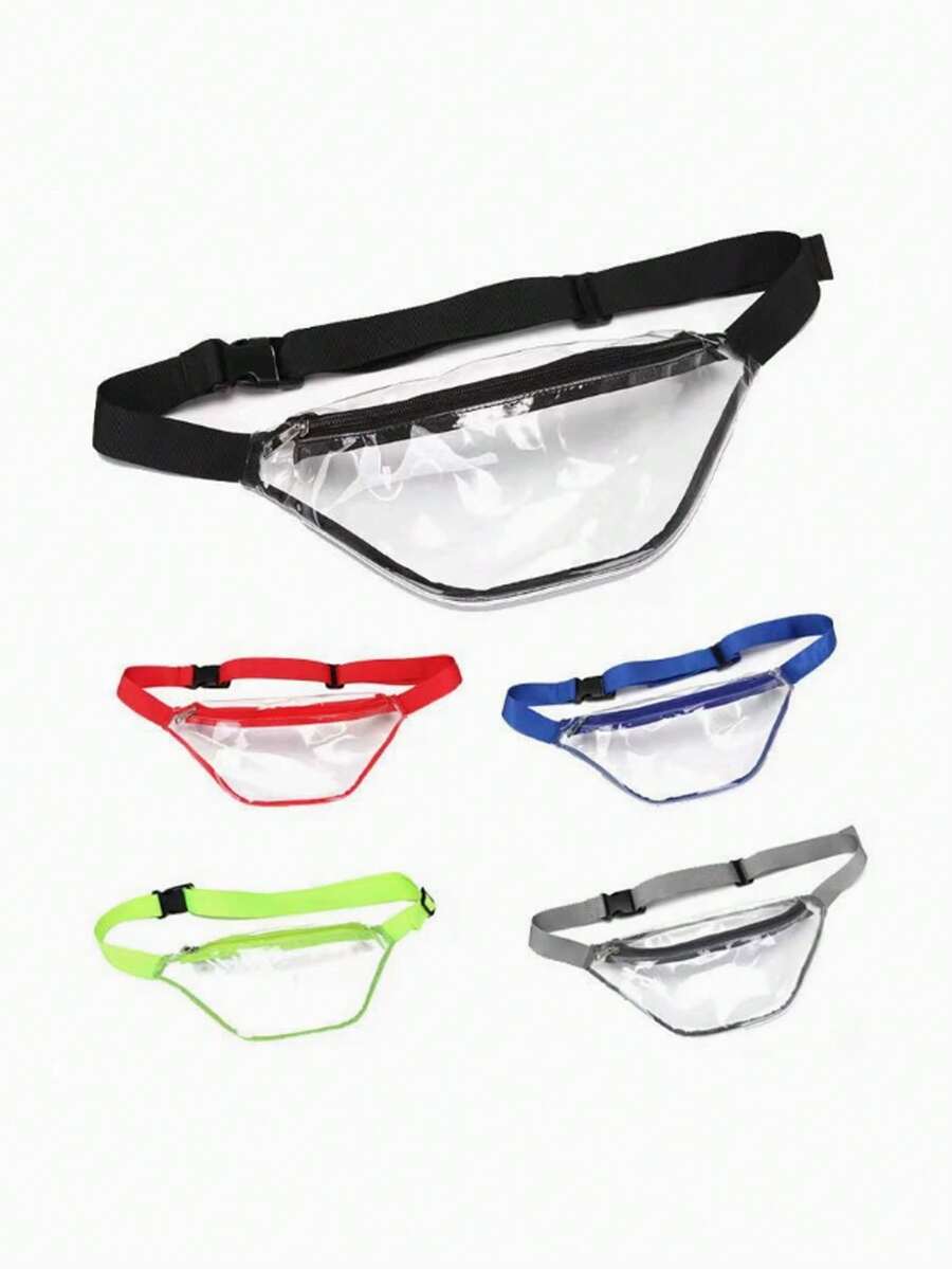 Túi đeo hông PVC trong suốt, túi đeo eo trong suốt dùng cho sân vận động với dây đeo điều chỉnh được, túi đựng đồ trang điểm tiện dụng, thiết kế nhẹ nhàng, đa năng như túi đeo eo, túi đeo chéo và túi sân vận động, lý tưởng để đựng điện thoại, vé, đồ đi xem hòa nhạc, các trận đấu thể thao và lễ hội, phù hợp cho người đi lễ hội âm nhạc, người hâm mộ thể thao, khách du lịch, sinh viên, hoàn hảo cho các sự kiện tại sân vận động, các chuyến đi biển, đi lại hàng ngày. - Nhiều màu - Xem 1