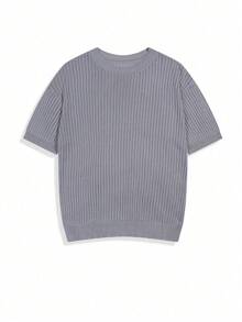 Whitmere Spring Summer Autumn Breathable Japanese Korean Style Casual Unisex Versatile Solid Color Men Women Round Neck Knit Sweater Pullover - Grey - View 4