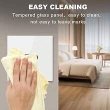 1pc EU Standard Touchless Wave Control Smart Switch, DS-101KWL WIFI Infrared Sensor Switch With Gesture Sensor, Supports Alexa, Tuya, Yandex Alice Voice Control, Hands-Free For Kitchen & Bathroom, Tempered Glass Panel, APP Remote Voice Timing Control, Black & White, CE Certified - Multicolor - View 6