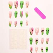 24 Pieces Of Adult Wearing Nail Products, New Sweet And Funny Alien Pattern Detachable Nail Art, Suitable For Women And Girls - Nữ giới - Xem 4