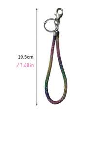 女士时尚水钻手机挂件带钥匙扣，闪亮钥匙包挂饰带腕带礼物纪念品汽车配件包魅力学院风可爱哥特 Y2k - 手鍊鑰匙扣 - 查看 3