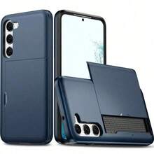 Wallet Card Slot Phone Case Compatible With Galaxy S23 S22 S21 S20 S24 S25 FE S24 Ultra Plus A55 A56 A36 A16 A17, Shock-Proof And Drop-Proof Protective Cover - Navy Blue - View 4