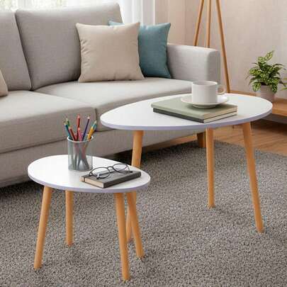 Set De 2 Mesas Minimalistas Ovaladas Mesa Auxiliar Lateral Mesita Moderna Minimalista Para Sala De Estar Dormitorio BalcóN Mesa De Centro Mesita De Noche