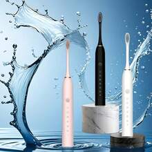 Sound Wave Electric Toothbrush With 6 Modes And Intelligent Timer, Rechargeable USB Oral Care For Men And Women, Including Suitable For Sensitive Gums And Teeth - 白色 - 查看 4