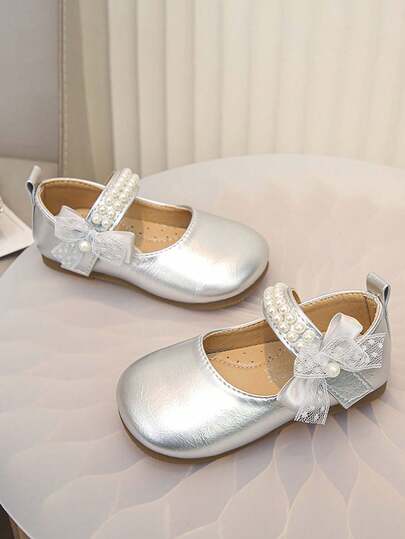 1 Pair New Fashion Soft & Comfortable Flat Shoes For Baby Girls, Bowknot Design