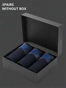 3 Pairs Random Color Men's Socks, Classic Diamond Pattern Reinforced Bottom Mid-Calf Dress Socks, Spring/Autumn - Grey - View 2