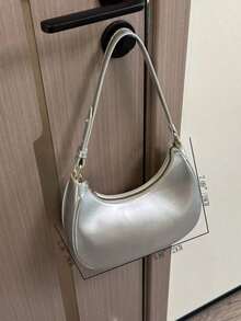 New Fashion Simple Elegant Crescent Moon Shiny Casual Classic Versatile Everyday Removable Shoulder Crossbody Bag - Coffee Brown 2 - View 1