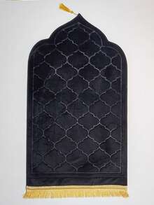 1件流苏祈祷垫，中东风格印花地毯 - 防滑，可折叠加厚跪垫，柔软可水洗，适合斋月期间家庭礼拜和宗教场所使用