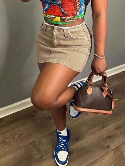 Boho Elegant Women's Denim Mini Skirt With Medium Stretch Casual And Versatile For Various Occasions