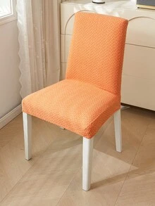 1pc Jacquard Solid Color Stretch Chair Cover, Suitable For Living Room, Dining Room, Home Use, All Seasons - Orange - View 8