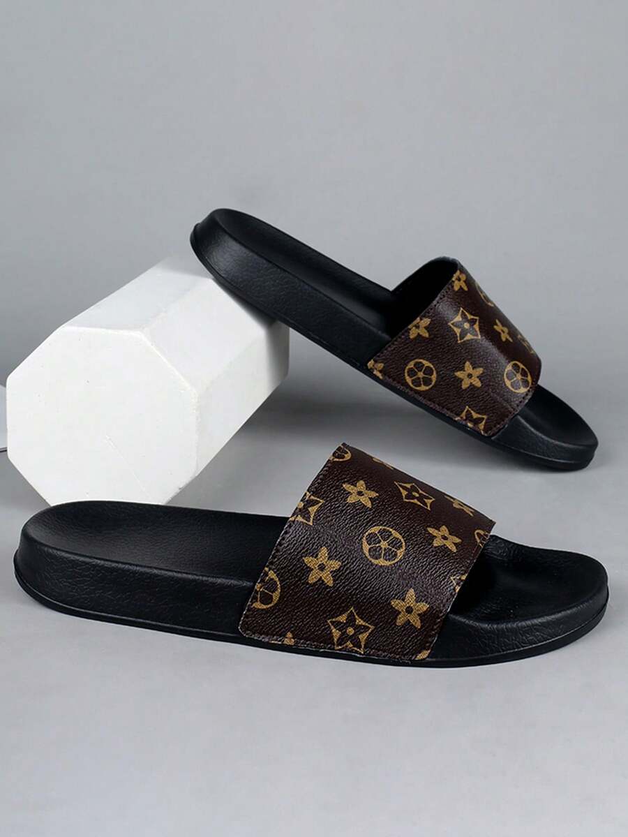 男士运动拖鞋，耐用加厚EVA鞋底，轻便休闲室内/室外沙滩拖鞋，适合夏季户外及居家穿着，透气舒适。 - 棕色 - 查看 1