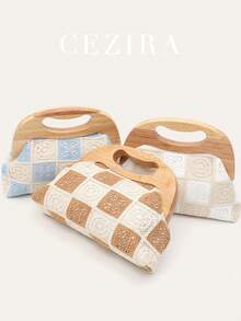 Women's Clutch Bag Luxury Design Fashionable Embroidered Floral Patterns Fabric Pouch Wooden Frame Magnet Closure Handbag Long Chain Shoulder Cross Body Purse Daily Holiday Travel Vacation Gift - Multicolor - View 1