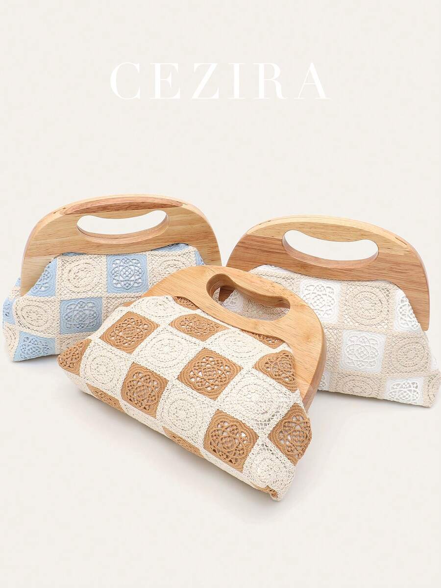 Women's Clutch Bag Luxury Design Fashionable Embroidered Floral Patterns Fabric Pouch Wooden Frame Magnet Closure Handbag Long Chain Shoulder Cross Body Purse Daily Holiday Travel Vacation Gift - Multicolor - View 1