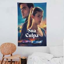 1pc Culpa Mia Italian Drama TV Series Inspired Tapestry Wall Art - Vertical Italian Text & Character Design Fabric Hanging For Living Room, Bedroom, Office Decor - No Batteries/Electricity Home Decoration Gift, Room Aesthetics, Handcrafted Design, Highquality Print, Interior Designers - Multicolor - View 6