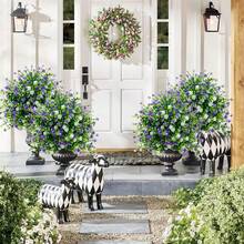 1 شجرة أوكالبتوس اصطناعية بالأرجواني والأبيض، مصنوعة من بلاستيك متين مع أزهار بيضاء وأرجوانية واقعية، مصممة للديكور الخارجي للحديقة والمناظر الطبيعية للحدائق والمناسبات الزفاف، تجمع بين الجمالية الدائمة والاستخدام العملي - متعدد الألوان - مشاهدة 9