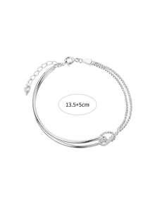 1件S925纯银几何设计手链，轻盈奢华，灵感源于自然的极简主义线条与扭纹手链/手镯，精致的节日礼物 - 幾何 - 查看 9