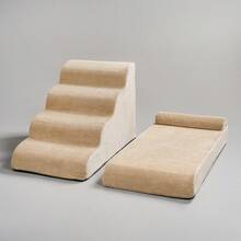 1件装多功能宠物攀爬梯，可拆卸海绵踏板，适用于小型犬和猫的坡道梯 - 米色 - 查看 4