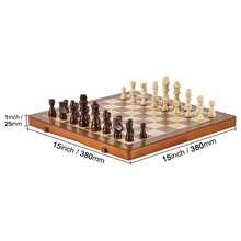 Magnetic Wooden Chess Set, 15 Inch 2-IN-1 Chess Checkers Game Set, Folding Chess Board Games For Gift, 2 Queens Portable Travel Gift Chess Set For Tournament Professional Beginner - màu nâu - Xem 10