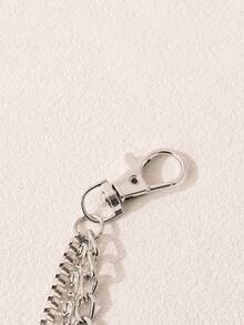 1pc Fashion Hip Hop Star Pendant Chain Belt, Men's Patchwork Pants Chain Accessory, Metal Box Chain Punk Waist Chain - Silver - View 4