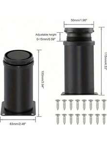 4 chân đế tròn điều chỉnh được, chân tủ bằng thép không gỉ 4 inch, kim loại phủ nhựa đen, 50x100mm, dùng cho các dự án tự làm đồ nội thất, bao gồm 16 ốc vít. - Nhiều màu - Xem 14