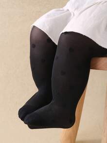 4/1 Pair Random Cute Heart Pattern Tights For Baby Girls, Black/White/Beige/Pink, Velvet Soft Breathable Skinny Leggings, Princess Pantyhose, Match All Skirts, Also Suitable As Gifts - Multicolor - View 10