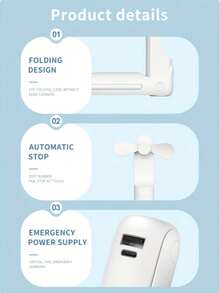 Quạt cầm tay mini di động sạc lại được, pin 1200mAh, quạt điện cá nhân 3 tốc độ điều chỉnh êm ái, thiết kế hình viên đạn 6 trong 1 tích hợp đèn pin. - Nhiều màu - Xem 9