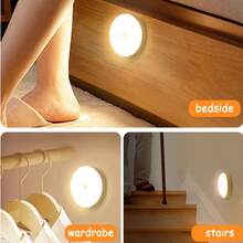 2pcs/1pc Motion Sensor Night Light, Rechargeable Sensor Lamp With Warm White And Cool White Light Options, Suitable For Living Room, Study, Bedroom And Home Decor - Human Body Sensor Night Light - View 13