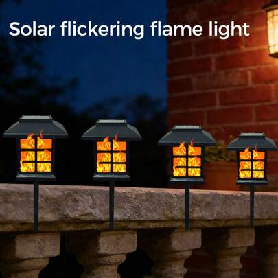 2/4pcs Solar Flame Lights, LED Solar Outdoor Lights, Garden Lights, Suitable For Christmas, Garden, Landscape, Pathway, Yard, Patio, Outdoor Yard Decor, Warm Light Floor Lamps, Wireless Dusk To Dawn Garden Path Landscape Lights