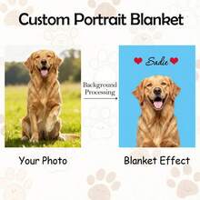 Chăn in ảnh thú cưng theo yêu cầu: Quà tặng cá nhân hóa bằng vải flannel dành cho chủ nuôi chó/mèo, dành cho gia đình. - Nhiều màu - Xem 3