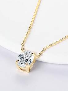 XUJIA 1件优雅女士925纯银莫桑石吊坠项链，7x9毫米-2克拉椭圆形切割莫桑石，适合作为女士订婚、结婚、周年纪念、生日、派对礼物 - PMO-138 - 查看 4