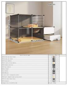 All-In-One Cat Cage, Indoor Small Apartment Cat Villa, Cat House, Cat Nest, Cat Litter Box, Space-Saving - Multicolor - View 16