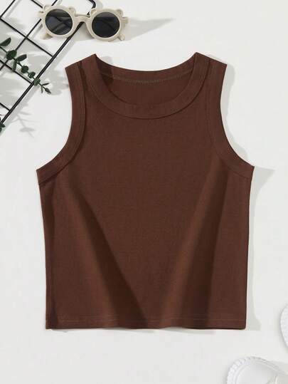 Boys' Loose Fit Solid Color Cotton Sleeveless Tank Top, Comfortable & Breathable For Outdoor Sports, Casual Undershirt Or Outerwear For Summer