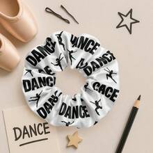 Dance Scrunchie - Soft Velvet Hair Tie With Dancer Print Girls And Teams - Black And White Dance Accessory And For Recitals, Competitions, Ballet, Jazz, Or Cheer - Dance - View 7