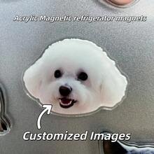 Personalized Baby Face Photo Fridge Magnet, Printed Face Freezer Magnet, Newborn Baby Boy Girl Face Picture Gift, New Dad Gift, Pet Memorial - Transparent Edge Fridge Magnet - View 2