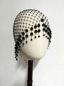 1pc White Pearl Decorated Hairband With Rhinestone Accent For Women, Luxury Headpiece Halloween - 白色 - 查看 4