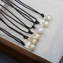 1Piece Fashion Baroque Natural Freshwater Pearls Pendant Flameball Pearl Bead Necklace Women Girl's Choker Jewelry Accessories 67cm Chain - Fishtail Rock - View 5