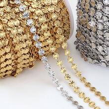 1m Fashionable Stainless Steel Embossed Round Disc Gold Chain, Sunflower Design, Suitable For DIY Necklace, Bracelet, Jewelry Making - Chain - View 4