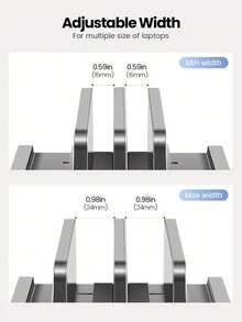 Vidier 3-In-1 Laptop Stand With Drawer - Vertical & Side Cooling Storage Rack Compatible With Various Devices, Fits Most Laptop Stands, Desktop Organizer Base, Storage Box - Black - View 11