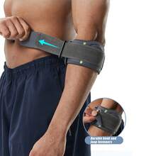 1pc Adjustable Elbow Compression Sleeve, Elbow Support Brace For Men & Women, Golf Elbow, Tennis Elbow Compression Strap - Grey - View 4
